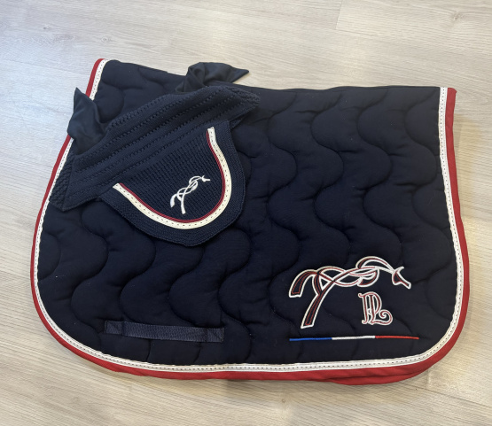 Ensemble tapis de selle & bonnet Pénélope bleu occasion