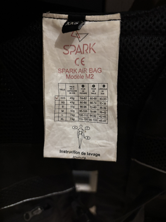 Gilet Airbag Spark Modèle M2 ( XXS) occasion