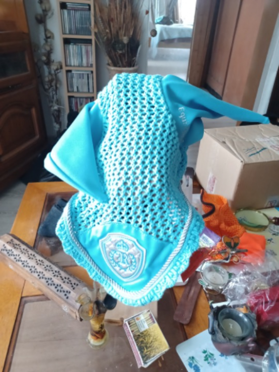 Bonnet anti mouches  Equithème bleu ciel (neuf) occasion