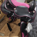 Selle Western poney noir et rose (neuf) occasion