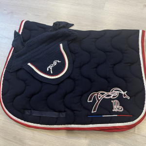 Ensemble tapis de selle & bonnet Pénélope bleu occasion