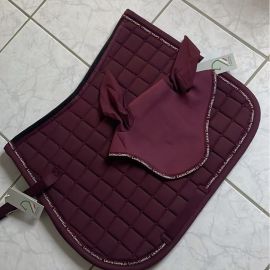 Lot tapis de selle & bonnet Lauria Garrelli rouge (cheval) neuf